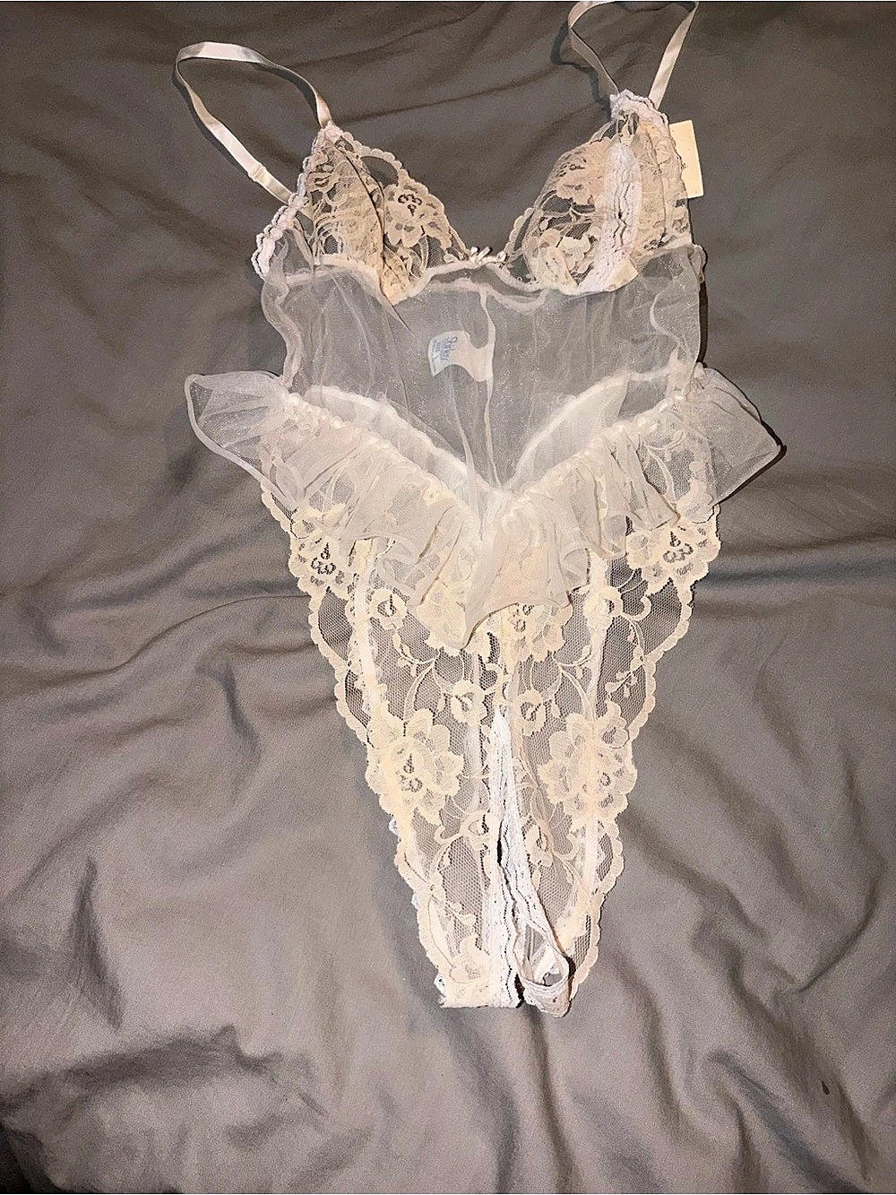 Shirley Lace Teddy in White Small New